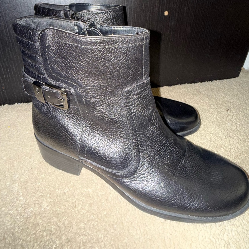 Anne Klein‎ Sport Black Leather Ankle Boots SZ8.5